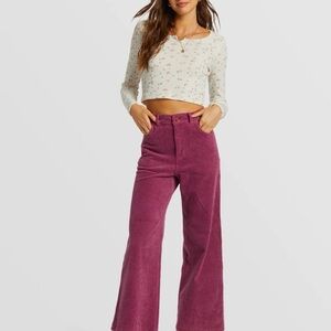 Be Free Corduroy Pants - Blackberry